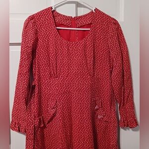 Late 1960- Early 70s Handmade Dress! Excellent Condition. Red Mid Length